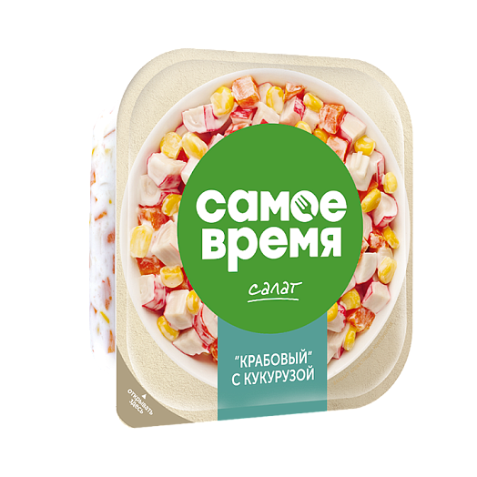 Salad with crab meat imitation and corn
